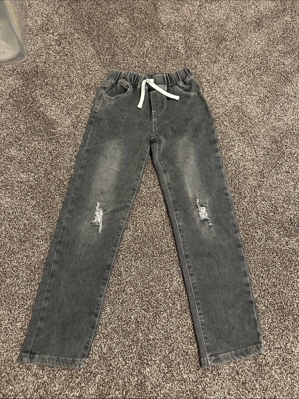 Little Bipsy Charcoal Drawstring Distressed Jeans